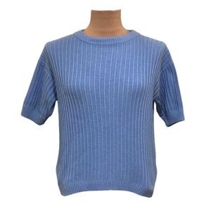 Rue Stiic Sweater Top Size Small Ribbed Sky Blue Cotton